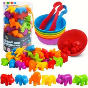 Counting Animals Toys Matching Game With Sorting Bowls Preschool Learning Activities Montessori Sensory Fine Motor Toys Set