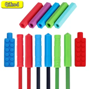 New 1Pcs Chewable Pencil Topper Bite Silicone Teether Pencil Cap Sensory Toy for Kids Children Autism ADHD Chewlery Teether Care