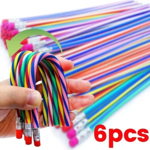 Magic Bendy Flexible Soft Pencil with Eraser Colorful Creative Novelty Bend Pencils for Kids Students Gift School Supplies