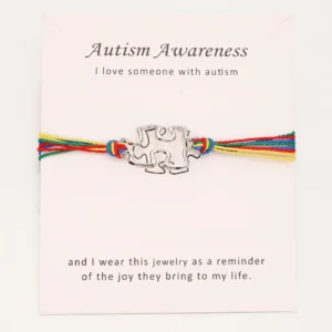 Puzzle Autism Awareness Charm Bracelets Colorful Rope Adjustable Jewelry Love Gift Drop Shipping