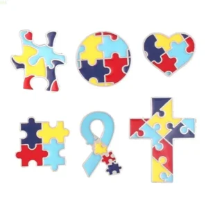 6x/Set Clothes Lapel Pins Autism Awareness Pins Autism Puzzle Enamel Pin Badge Autism Brooch Enamel Lapel Pin for Unisex