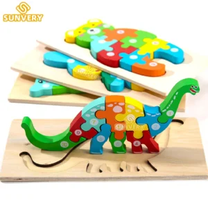 Montessori Wooden Toddler Puzzles for Kids Montessori Toys for Toddlers 2 3 4 5 Years Old Top 3D Puzzle Educational Dinosaur Toy