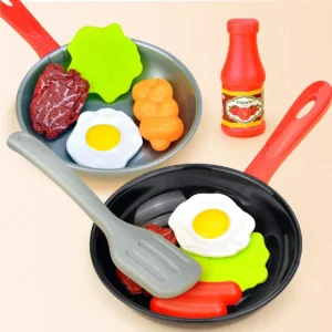 8PCS Kitchen Food Toys for Kids Simulation Kitchenware Pretend Play Steak Vegetable Pot Bread Hot Dog Food Children Girl Toy