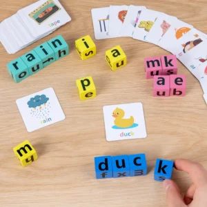 Children Letter Word Spelling Game Natural phonics Children’s Vowel Recognition Rotating Building Block toy Educaitonal Game