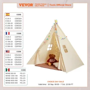 VEVOR Kids Play Tent Teepee Tent for Kids 1-5 Years Old Tent for Kids with Windows for Indoor and Outdoor Toddler Tent