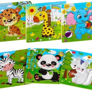 9/16 Jigsaw Puzzles for Kids Ages 2 3 4 5 Toddler Wooden Puzzle Preschool Educational Toys Set Animals Puzzle for Boys and Girls