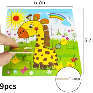 9/16 Jigsaw Puzzles for Kids Ages 2 3 4 5 Toddler Wooden Puzzle Preschool Educational Toys Set Animals Puzzle for Boys and Girls