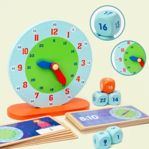 Montessori Clock for Teaching Time, Early Learning Education Clock Moveable ,Learning Resources Time Activity Set