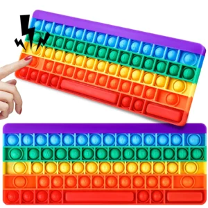 Keyboard Push Bubble Fidget Sensory Toys Rainbow Popping Silicone Game Toy Anxiety & Stress Reliever Autism Toy for Kids and Adu