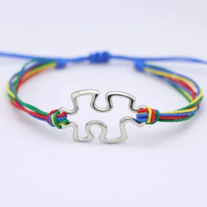 Puzzle Autism Awareness Charm Bracelets Colorful Rope Adjustable Jewelry Love Gift Drop Shipping